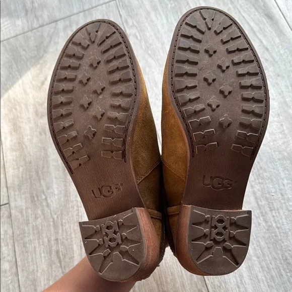 Ugg Patsy Brown Suede Ankle Boots with heels and cutouts size 6.5 fall boots - Picture 13 of 15